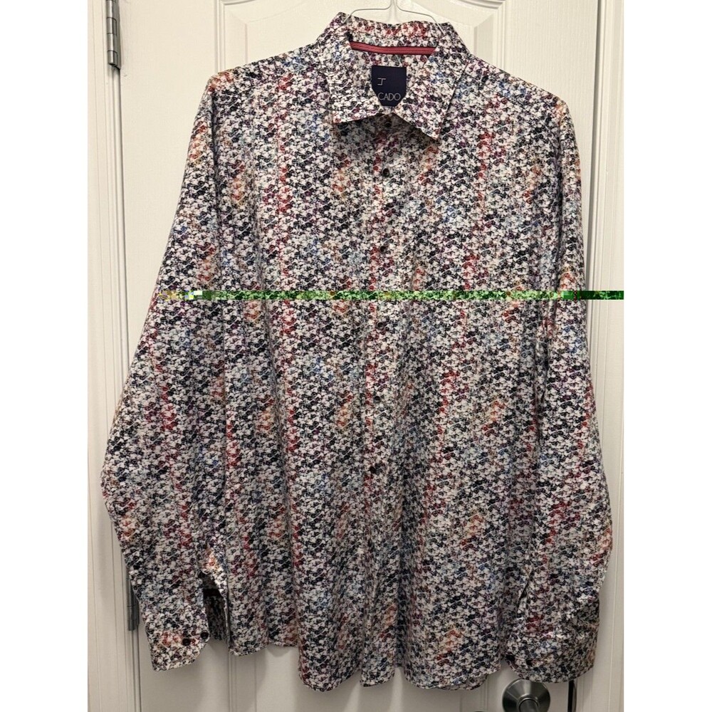 J CADO Button Down Shirt Men’s Multi-color Abstract 100% Cotton 17/34” Read